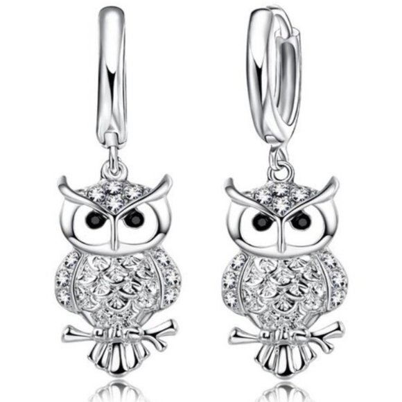 Jewelry - 925 Sterling Silver Earrings Owl Timeless Beauty Classic Elegance Gift